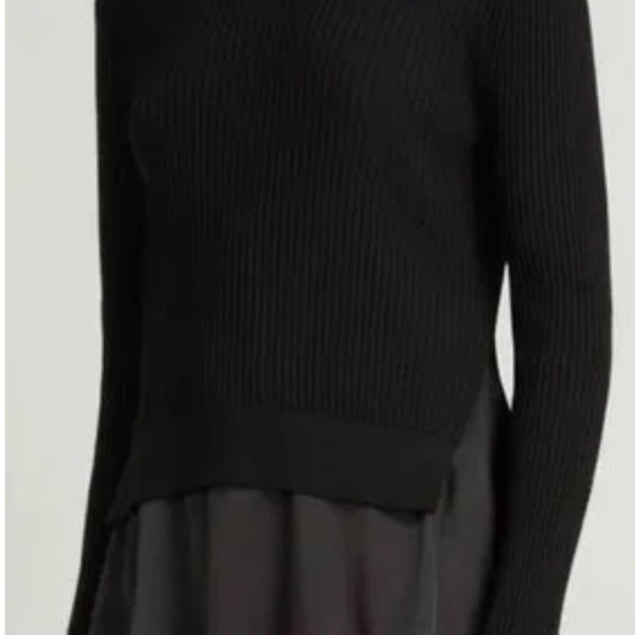 EUC AllSaints Black Taya Jumper LayeredSweaterOpen Back Sz M Great